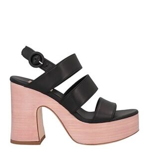 AGL Platform Block Heel Sandals Black Sz 39.5/US 9